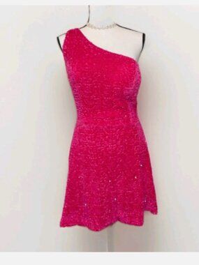 VNAIX Pink Sequin One Shoulder Mini Dress Juniors XL Party
